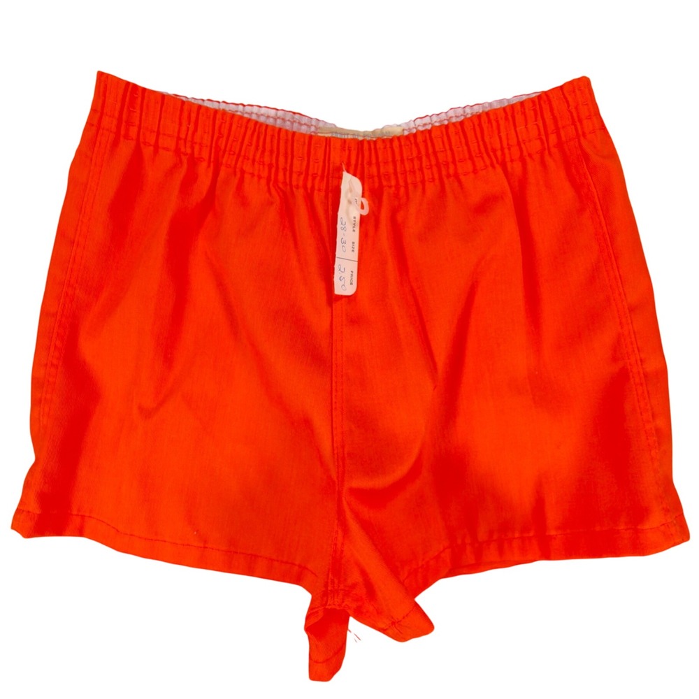 Fruit of the Loom Vintage 70s Gym Shorts Mens 28-30 Orange Deadstock NWT
